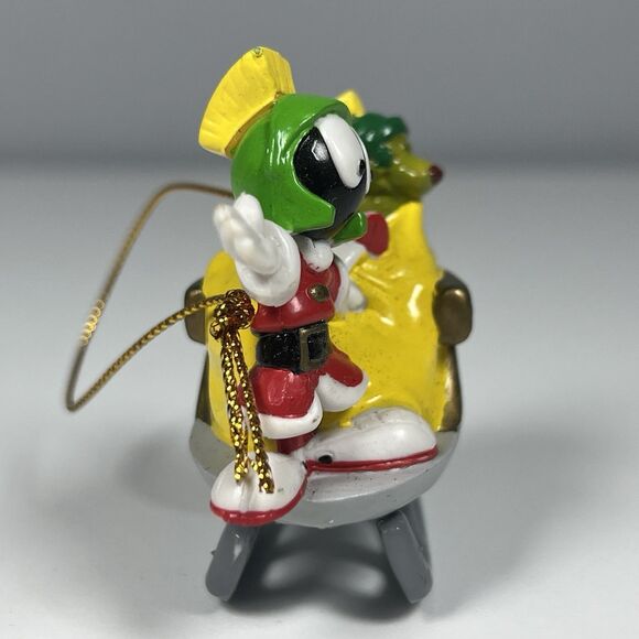 Warner brothers Marvin the Martian Ornament santa suit in sleigh ornament 2”inch - Picture 2 of 4